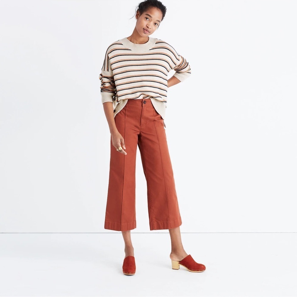 Madewell -Brownstone Colorful Stripe Side Button Long Sleeve Sweater Size XS